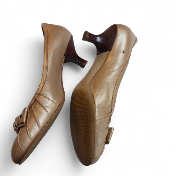 Franco Sarto Metallic Gold Kitten Heel Loafers — Women’s 8.5 - Picture 8 of 16